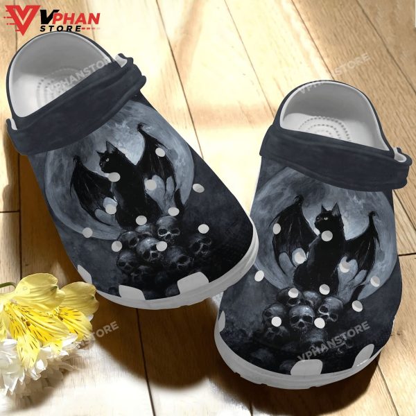 Black Cat Devil Classic Clogs Shoes, Gifts For Cat Lovers