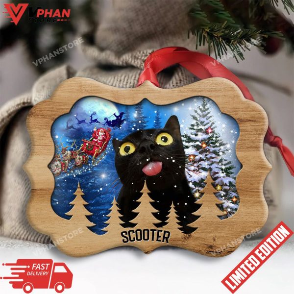 Black Cat Funny Love Xmas Light Decor Tree Hanging Personalized Ornament