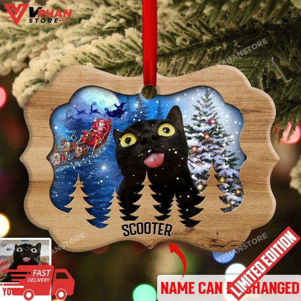 Black Cat Funny Love Xmas Light Decor Tree Hanging Personalized Ornament