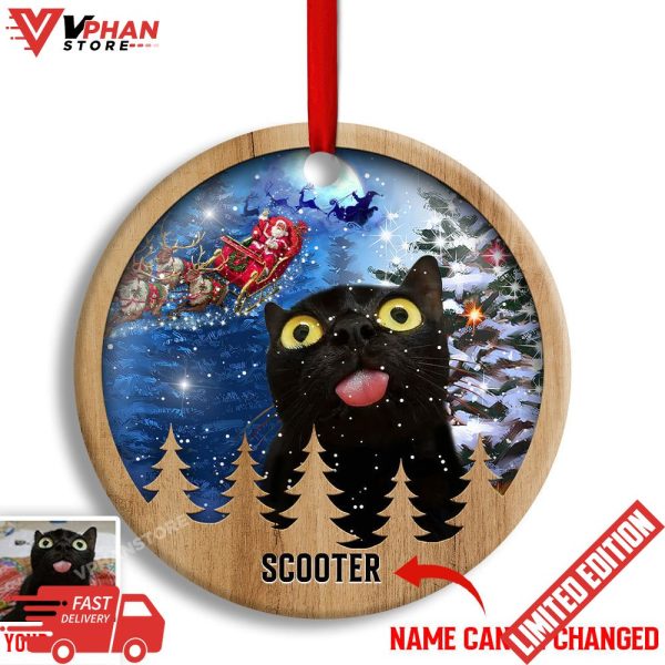 Black Cat Light Decor Tree Hanging Personalized Ornament