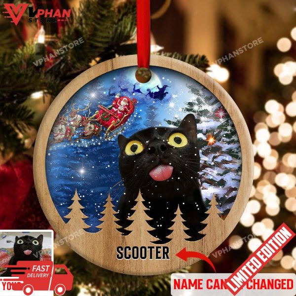 Black Cat Light Decor Tree Hanging Personalized Ornament