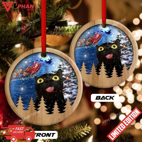 Black Cat Light Decor Tree Hanging Personalized Ornament