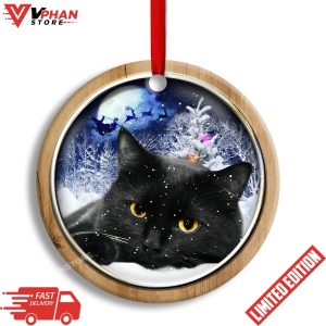 Black Cat Love Ceramic Ornament 1