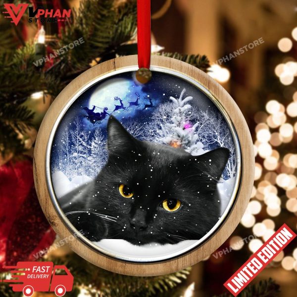 Black Cat Love Ceramic Ornament