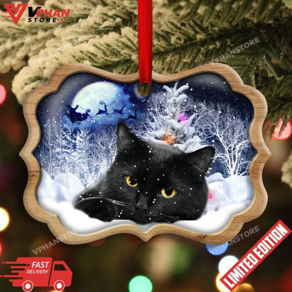 Black Cat Love Xmas Light Decor Tree Hanging Ornament