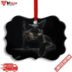 Black Cat Lover Kitty Horizontal Ornament 1