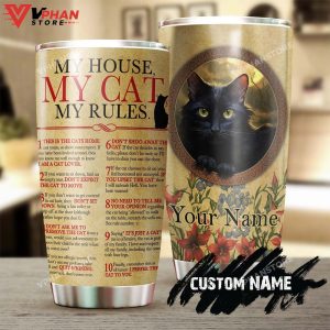 Black Cat My House My Cat My Rules Personalized Tumbler 1