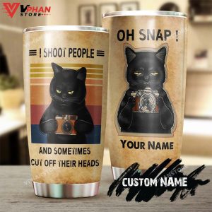 Black Cat Shoot People Photography Personalized Tumbler 1