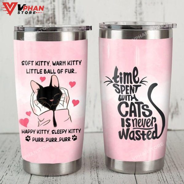 Black Cat Time Spent With Cats Never Wasted Tumbler