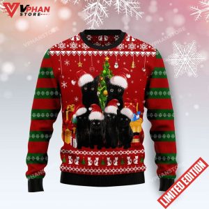 Black Cat Ugly Christmas Sweater 1