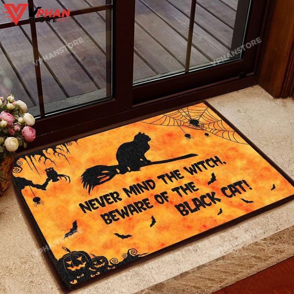 Black Cat Welcome DoorMat