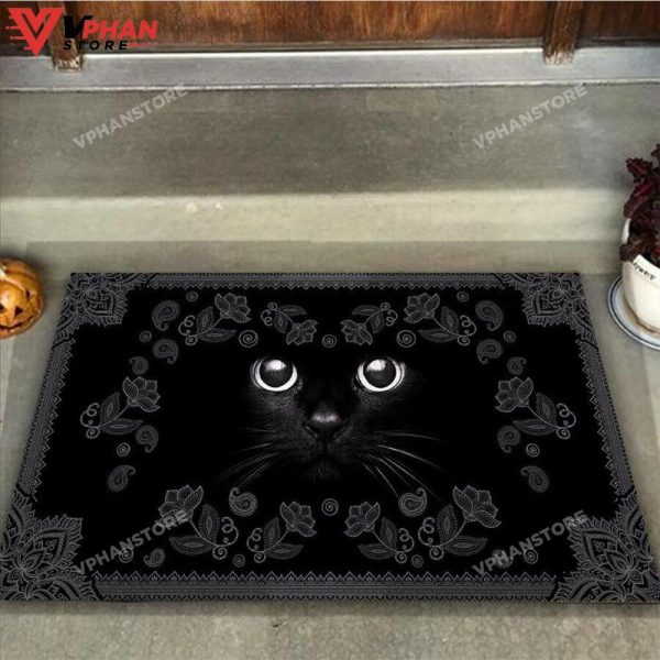 Black Cat Welcome DoorMat