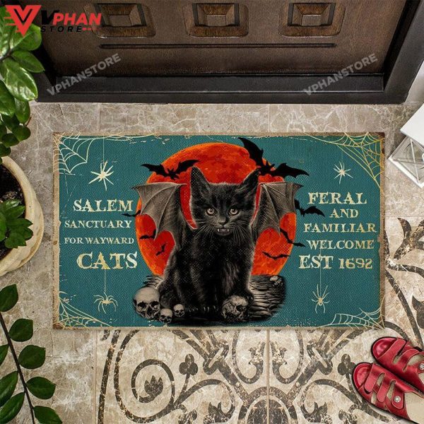 Black Cat Welcome DoorMat