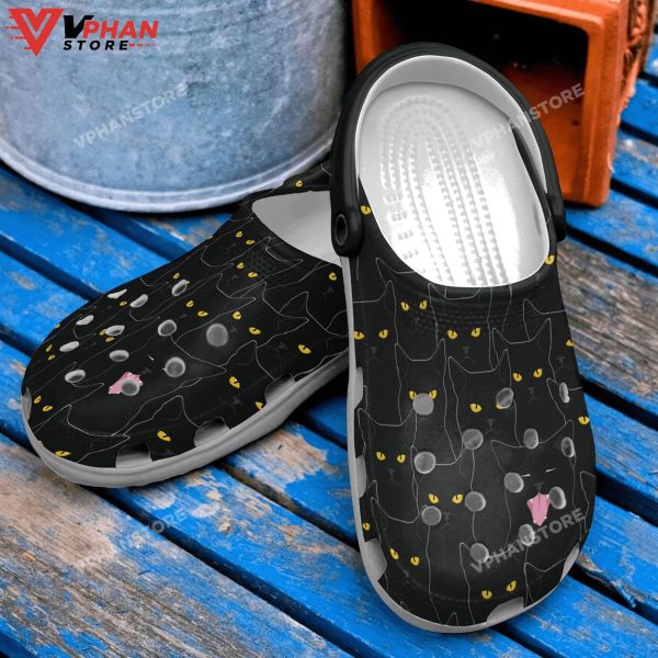 Black Cats Pattern Classic Clogs Shoes