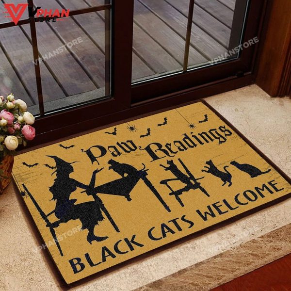 Black Cats Welcome All Over Printing Doormat