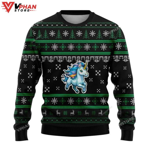 Blue Unicorn Ugly Christmas Sweater For Men & Women