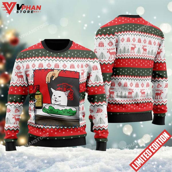 Buchanans Whisky Cat Meme Christmas Ugly Sweater