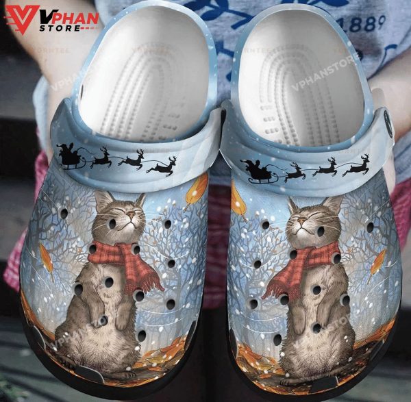 Cat And Winter Gift For Lover Rubber Clogs Shoes