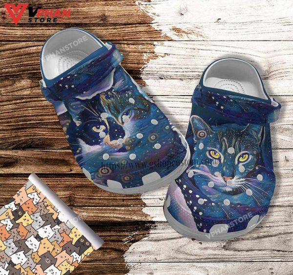 Cat Art Blue Best Cat Dad Lover Clogs Shoes