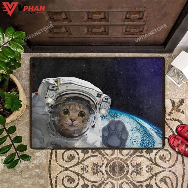 Cat Astronaut Easy Clean Welcome DoorMat