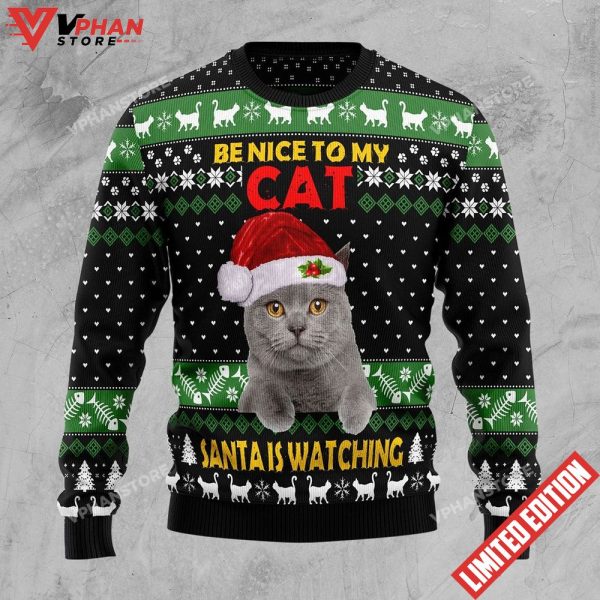 Cat Be Nice Ugly Christmas Sweater