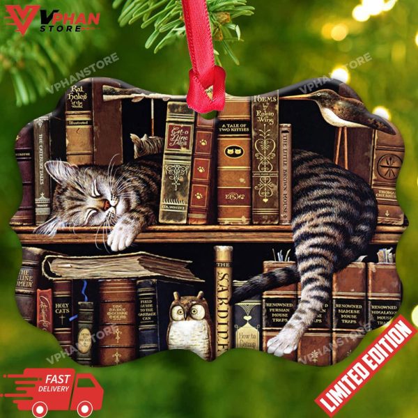 Cat Book Cats In My Bookshelf Horizontal Ornament