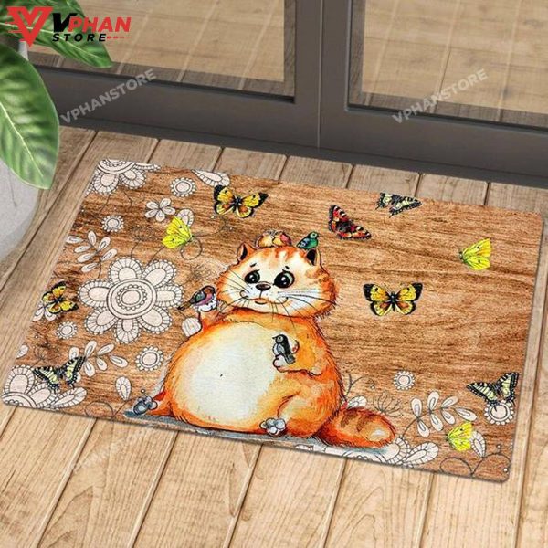 Cat Butterfly Easy Clean Welcome DoorMat