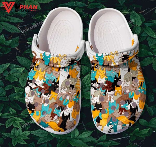 Cat Chibi Funny Cat Pattern Cartoon Clogs Shoes