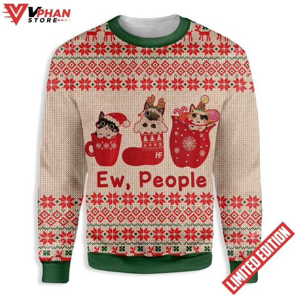 Cat Christmas Ew People Ugly Sweater