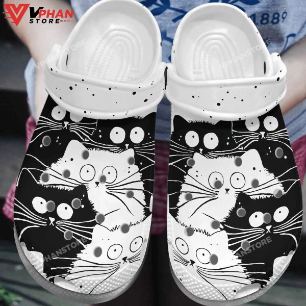 Cat Clog Black And White Cats Classic Clogs Shoes