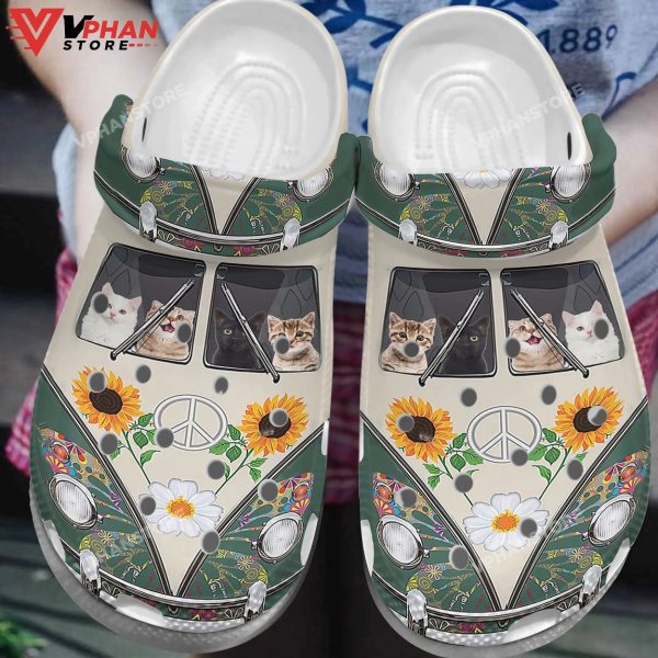 Cat Clog Hippie Bus And Cats Classic Clogs Shoes