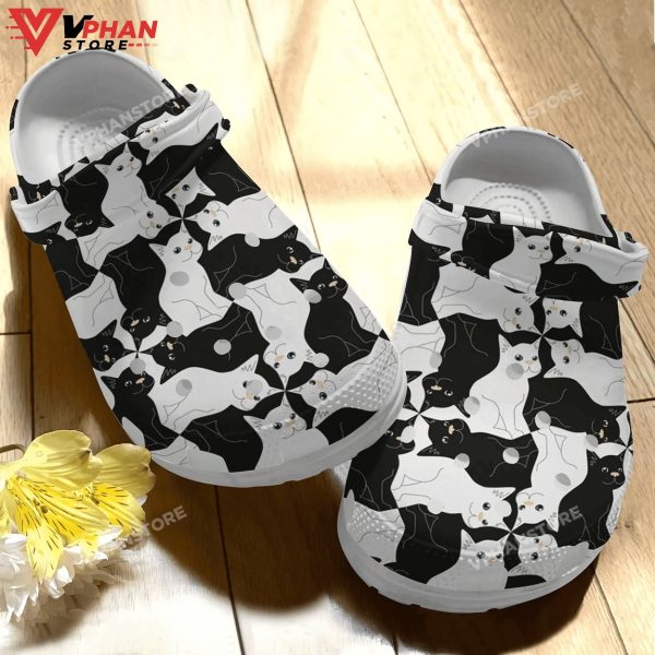 Cat Clog Whitesole Black And White Cats Classic Clogs Shoes