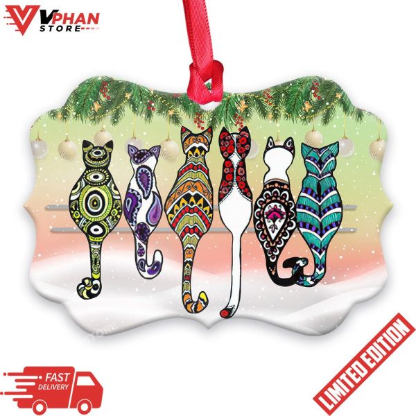 Cat Friends Pattern Christmas Ornament