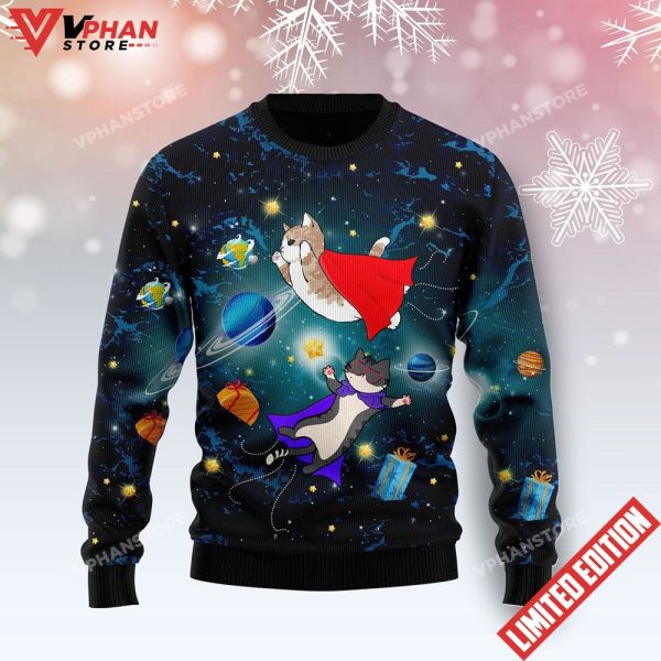 Cat Galaxy Ugly Christmas Sweater