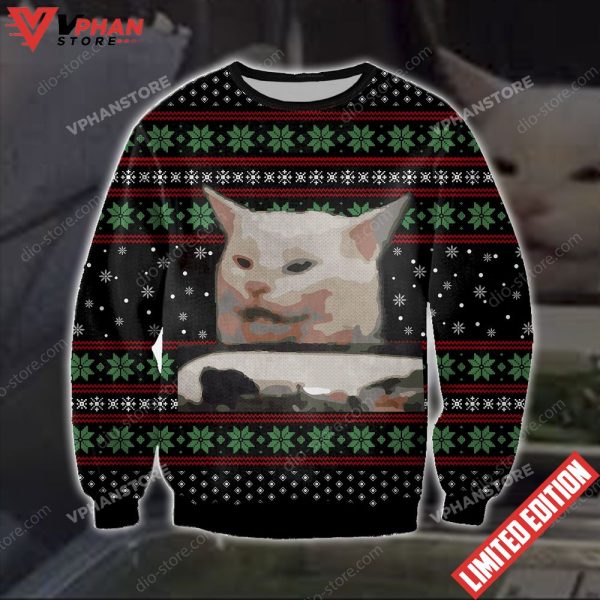 Cat Getting Yelled At Knitting Pattern Ugly Sweater