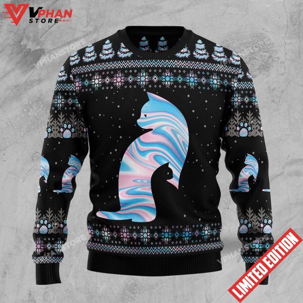 Cat Hologram Ugly Christmas Sweater