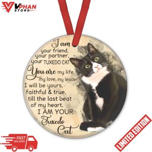 Cat I Am Your Friend Round Christmas Ornament 1