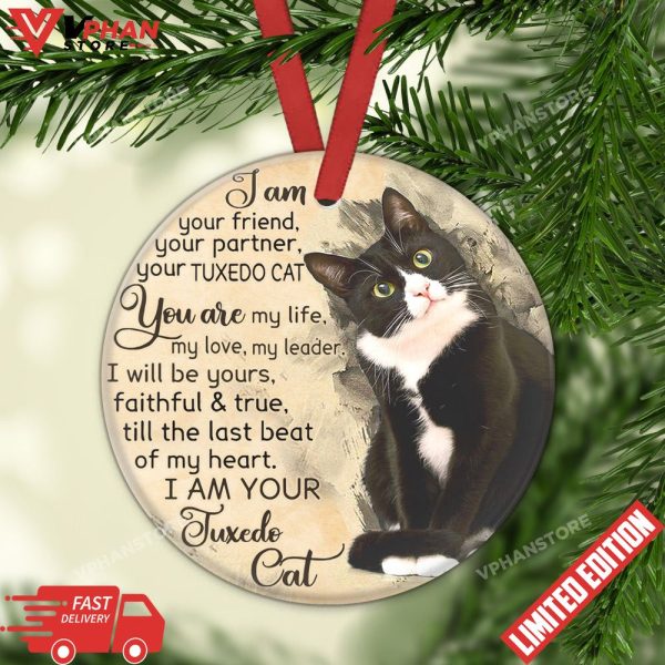 Cat I Am Your Friend Round Xmas Ornament