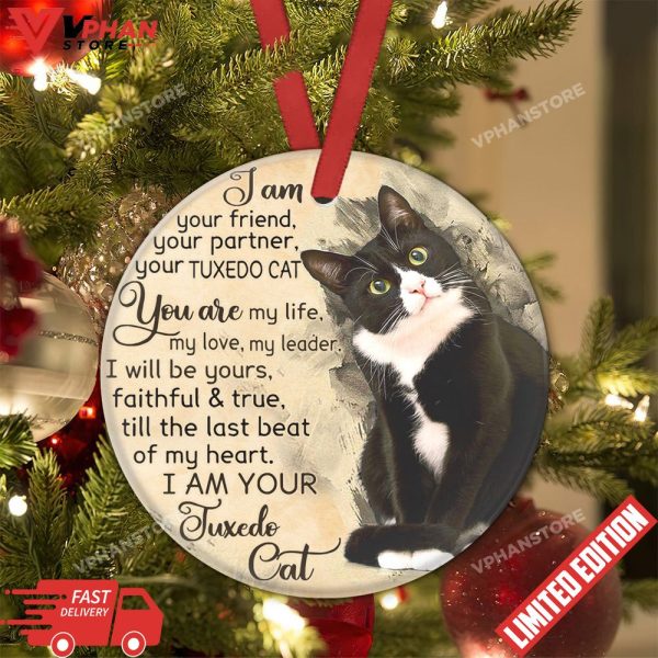 Cat I Am Your Friend Round Xmas Ornament