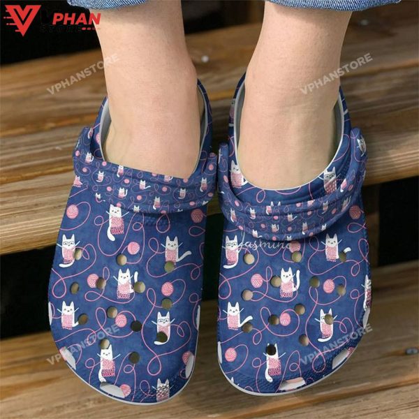 Cat Kitty Knitting Classic Clogs Shoes