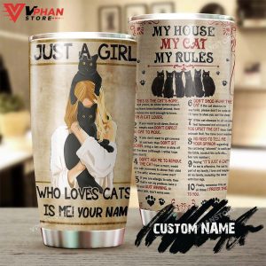 Cat Lady Black Cats My Cats My Rules Personalized Tumbler 1