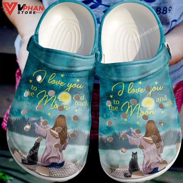 Cat Love You To The Moon Classic Clogs Shoes