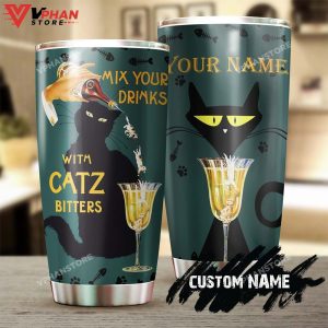 Cat Mix Your Drinks With Catz Bitters Personalized Tumbler 1