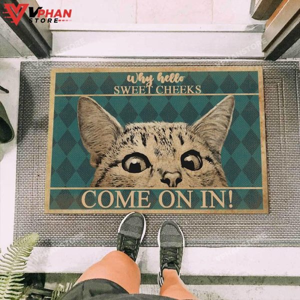 Cat Peeking Easy Clean Welcome DoorMat