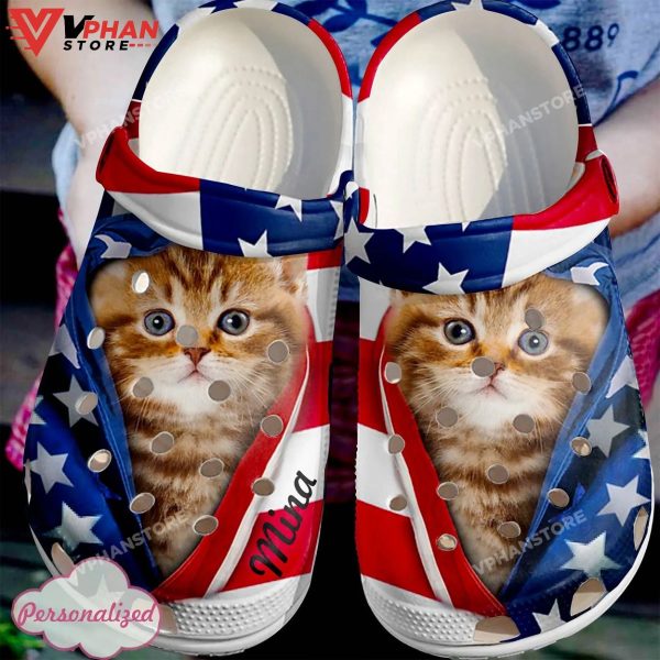 Cat Personalized Cat Flag Classic Clogs Shoes