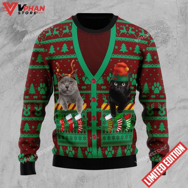 Cat Pocket Ugly Christmas Sweater