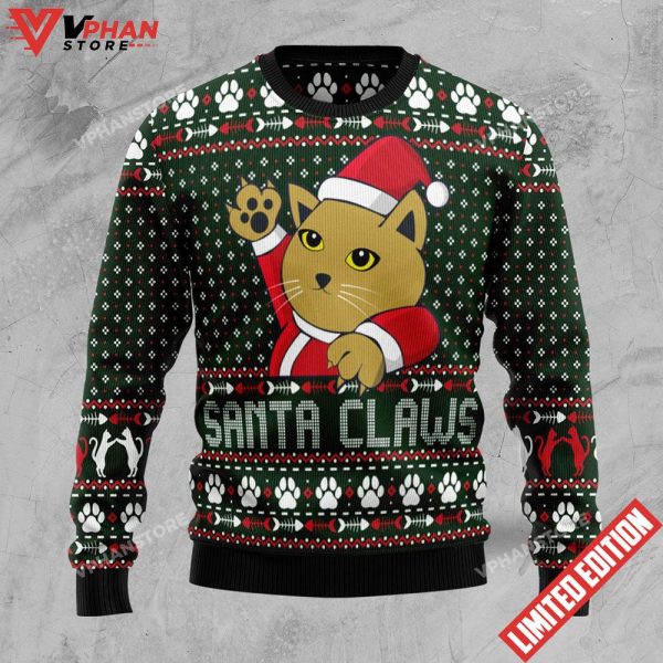 Cat Santa Claws Christmas Ugly Sweater