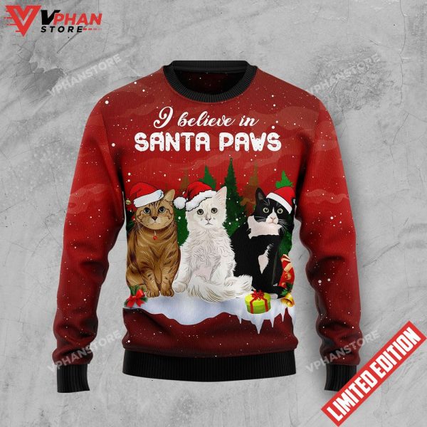 Cat Santa Paws Ugly Christmas Sweater