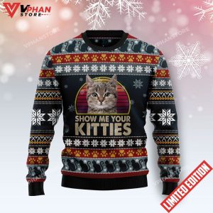 Cat Show Me Your Kitties Ugly Christmas Sweater 1