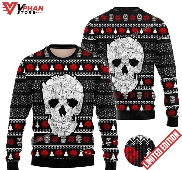 Cat Skull Ugly Christmas Sweater